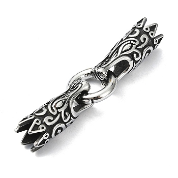 Tibetan Style 304 Stainless Steel Spring Gate Rings, Manual Polishing, Antique Silver, 65.5mm