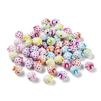 Craft Style Opaque Acrylic Beads, Strawberry, Mixed Color, 16x13x11.5mm, Hole: 3mm, about 431pcs/500g