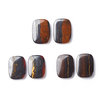 Natural Tiger Iron Cabochons, Recangle with Pattern, 25x18x4mm, about 2pcs/pair