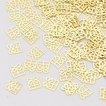 Brass Cabochons, Nail Art Decoration Accessories, Gift Box, Golden, 4x4x0.1mm, about 10000pcs/bag