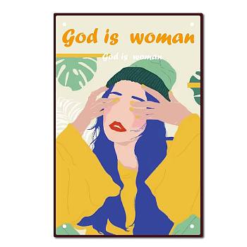 Rectangle with Word Vintage Metal Iron Sign Poster, for Home Wall Decoration, Women Pattern, 200x300x0.5mm