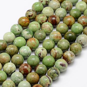 Natural Green Opal Beads Strands, Round, 10mm, Hole: 1mm, about 38pcs/strand, 14.5 inch