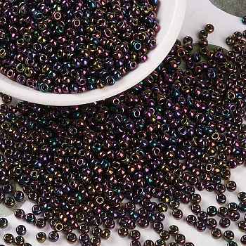 MIYUKI Round Rocailles Beads, Japanese Seed Beads, 8/0, (RR454) Metallic Dark Plum Iris, 3mm, Hole: 1mm, about 422~455pcs/10g