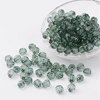 Transparent Acrylic Beads, Faceted, Round, Azure, 8mm, Hole: 1.5mm, about 1800pcs/500g
