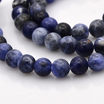 Natural Sodalite Round Beads Strands, 6mm, Hole: 1mm, about 61pcs/strand, 15.7 inch