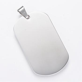 304 Stainless Steel Stamping Blank Tag Pendants, Double Side Polished, Oval, Stainless Steel Color, 49x28x2mm, Hole: 7x4mm