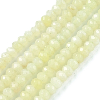 Dyed Natural Malaysia Jade Rondelle Beads Strands, Faceted, Light Yellow, 4x2~3mm, Hole: 1mm, about 115pcs/strand, 14 inch