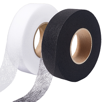 2 Rolls 2 Colors Non-woven Fabric Polyamide Double-sided Hot Melt Adhesive Film, for DIY Clothing Sewing Accessories, Mixed Color, 3x0.02cm, about 70yards/roll, 1roll/color