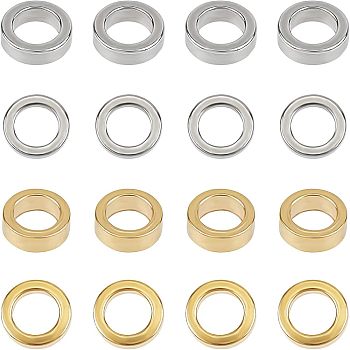 304 Stainless Steel Beads, Flat Round, Golden & Stainless Steel Color, 6x2mm, Hole: 4mm, 60pcs/box