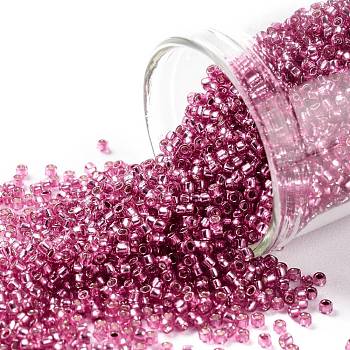 TOHO Round Seed Beads, Japanese Seed Beads, (2218) Silver Lined Mauve, 15/0, 1.5mm, Hole: 0.7mm, about 3000pcs/bottle, 10g/bottle