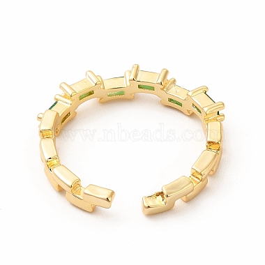 Green Cubic Zirconia Rectangle Open Cuff Ring(RJEW-F142-07G)-3