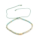bracelets de perles tressées en amazonite naturelle et en graines de verre(HR1333-5)-1