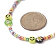 Flower & Smile Face Acrylic & Seed Beaded Necklace for Women(NJEW-JN04303)-2