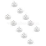 304 Stainless Steel Charms, Halloween, Pumpkin Jack-O'-Lantern Jack-o-Lantern, Stainless Steel Color, 12x12x1mm, Hole: 1.5mm, 20pcs/box(STAS-UN0003-75P)