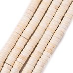 Synthetic Turquoise Beads Strands, Heishi Beads, Dyed, Flat Round, Creamy White, 6x3mm, Hole: 1mm, about 135pcs/strand, 15.75 inch(X-TURQ-G110-6x3mm-11)