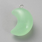 Transparent Luminous Glow in the Dark Resin Pendnats, Star/Moon, Light Green, 29.5x19.5x14.5mm, Hole: 2mm(RESI-WH0038-27B-04)
