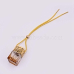 Car Hanging Air Freshener Glass Bottles, with Plastic Stopper, Wooden Dust Plug, Refillable Empty Perfume Bottles, Cube, Coffee, 260mm(DJEW-WH0008-10D)