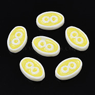 Opaque Resin Cabochons, with Enamel, Oval with Infinity, Yellow, 10x7x2.5mm(CRES-S302-59B)