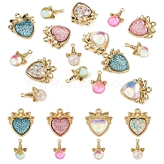 16Pcs 8 Styles Resin Pendants, with Light Gold Tone Alloy Findings, Heart & Unicorn Charms, Mixed Color, 17.5~20.5x10.5~19.5x4.5~7mm, Hole: 1.4~1.6mm, 2pcs/style(RESI-TA0002-14)