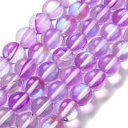 Synthetic Moonstone Beads Strands, Round, Dark Violet, 10mm, Hole: 1mm, about 19pcs/strand, 7.48 inch(19cm)(G-P528-J03-19)