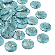 Synthetic Turquoise Charms, with Plastic Letter, Flat Round, Letter, 15x2mm, Hole: 1.5mm(G-MSMC007-36)