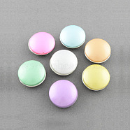 Brass Jewelry Snap Buttons, with Spray Painted Glass Cabochons, Flat Round, Platinum, Mixed Color, 18x9~10mm, Knob: 6mm(X-BUTT-R002-M1)