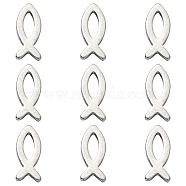 304 Stainless Steel Charms, Stainless Steel Color, Fish Pattern, 11x4.5x1mm, Hole: 5x1.5mm(STAS-CJC0008-10P-02)