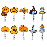 Halloween Theme Pumpkin/Cross/Witch Badge Reels, Polyester & ABS Plastic Retractable Badge Holder, Mixed Color, 130~150mm, 10 style, 1pc/style, 10pcs/set(AJEW-PH01532)