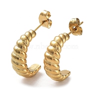Ion Plating(IP) 304 Stainless Steel Croissant Ear Studs for Women, Real 18K Gold Plated, 18x6mm(EJEW-P234-03G)