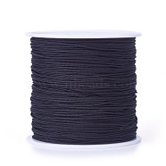 Braided Nylon Thread, Chinese Knotting Cord Beading Cord for Beading Jewelry Making, Black, 0.8mm, about 100yards/roll(NWIR-R006-0.8mm-900)