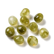 Transparent Resin Beads, Egg Shape, Olive Drab, 15x13x10.5mm, Hole: 1.6mm(RESI-A035-07)