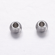 201 Stainless Steel Spacer Beads, Round, Stainless Steel Color, 3mm, Hole: 1.8mm(X-STAS-K146-057-B)