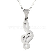 201 Stainless Steel Pendants Necklaces, with Cable Chains and Lobster Claw Clasps, Musical Note, Stainless Steel Color, 17.71 inch(45cm), 1.5mm(NJEW-S105-JN720-45-1)
