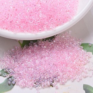MIYUKI Delica Beads, Cylinder, Japanese Seed Beads, 11/0, (DB0071) Pink Lined Crystal AB, 1.3x1.6mm, Hole: 0.8mm, about 20000pcs/bag, 100g/bag(SEED-J020-DB0071)
