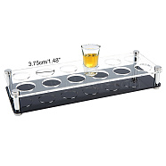 12-Hole Acrylic Shot Glasses Holders, with 304 Stainless Steel Support Standoff Pins, Beer Wine Glasses Organizer Rack for Family Party Bar Pub, Rectangle, Black, 325x118x50mm(ODIS-WH0038-75B)
