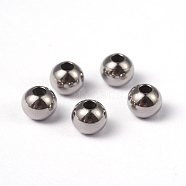 Round 202 Stainless Steel Beads, Stainless Steel Color, 6x5mm, Hole: 2mm(STAS-G130-6mm-63P)