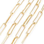 Soldered Brass Paperclip Chains, Flat Oval, Drawn Elongated Cable Chains, Long-Lasting Plated, with Spool, Real 18K Gold Plated, 22.8x5.3x1mm, about 16.4 Feet(5m)/roll(CHC-G005-12G)