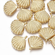 Brass Pendants, Shell, Real 18K Gold Plated, 16.5x16.5x3.5mm, Hole: 1.8mm(X-KK-S348-291)