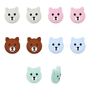 10Pcs 5 Colors Silicone Beads, DIY Nursing Necklaces and Bracelets Making, Chewing Pendants For Teethers, Bear Head, Mixed Color, 23.5x21.5x10mm, Hole: 2mm, 2pcs/color(SIL-CA0001-91)