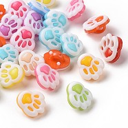 Acrylic Shank Buttons, 1-Hole, Dyed, Palm, Mixed Color, 13x12x4mm, Hole: 3mm(BUTT-E015-A-M)