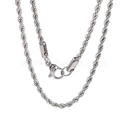 304 Stainless Steel Rope Chain Necklaces, Stainless Steel Color, 17.7 inch(45cm), 2.3mm(STAS-M174-014P-B)