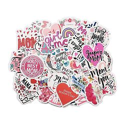 50Pcs Mother`s Day Paper Stickers, for DIY Scrapbooking , Journal Decoration, Heart, Mixed Color, 41~55x47~75x0.1mm, about 50Pcs/Bag(DIY-M055-06A)