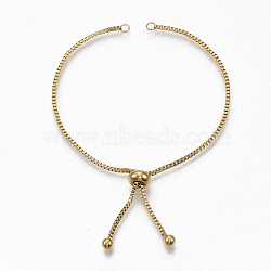 Adjustable 304 Stainless Steel Slider Bracelets Making,Bolo Bracelets, with with 202 Stainless Steel Beads, Golden, Single Chain Length: about 12cm(STAS-T050-031G)