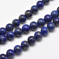 Natural Lapis Lazuli Round Bead Strands, 10mm, Hole: 1mm, about 38pcs/strand, 15.5 inch(X-G-E262-01-10mm)