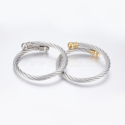 304 Stainless Steel Torque Bangles, Mixed Color, 2-1/8 inch(55mm)
~2-3/8 inch(60mm)(BJEW-G584-18)