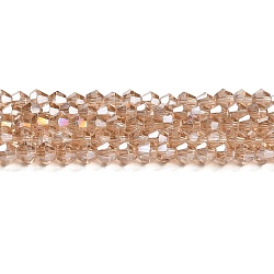 Transparent Electroplate Glass Beads Strands, AB Color Plated, Faceted, Bicone, Dark Goldenrod, 3.5~3.8mm, about 113~115pcs/strand, 36~36.5cm(GLAA-F029-3mm-A12)