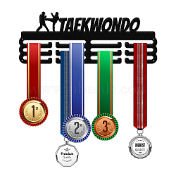 Fashion Iron Medal Hanger Holder Display Wall Rack, with Screws, Word Taekwondo, Electrophoresis Black, 150x400mm(ODIS-WH0021-010)