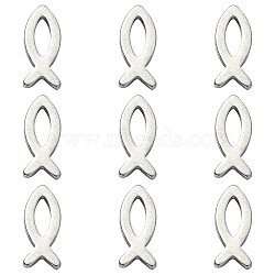 304 Stainless Steel Charms, Stainless Steel Color, Fish Pattern, 11x4.5x1mm, Hole: 5x1.5mm(STAS-CJC0008-10P-02)