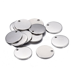 201 Stainless Steel Charms, Stamping Blank Tag, Laser Cut, Flat Round, Stainless Steel Color, 15x1mm, Hole: 1.6mm(STAS-F255-043P-15mm)