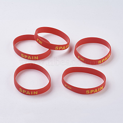 Silicone Bracelets Wristband Souvenir, with Flag Pattern, Red, 2-3/8 inches(61mm), 12mm(BJEW-TA0002-04H)